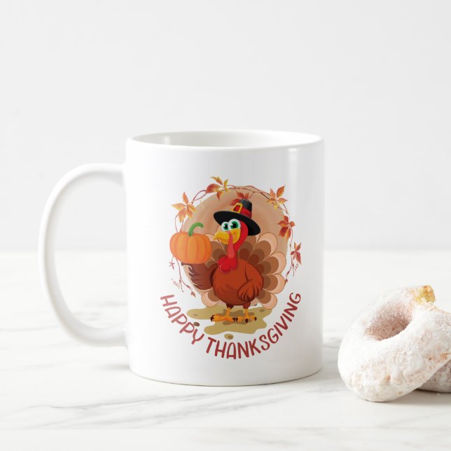 Happy Thanksgiving Coffee Mug (With Donut)