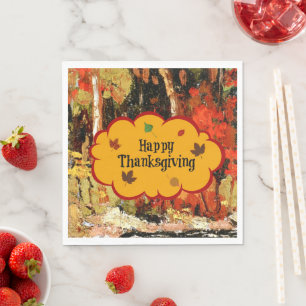 "Happy Thanksgiving," Colors of Autumn Napkin