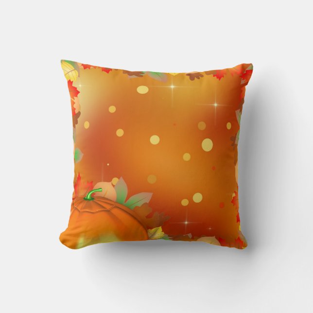 Happy Thanksgiving Colourful Autumn Leaves Cushion (Front)