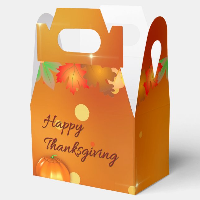 Happy Thanksgiving Colourful Autumn Leaves Favour Box (Opened)