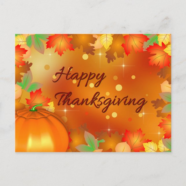 Happy Thanksgiving Colourful Autumn Leaves Holiday Postcard (Front)