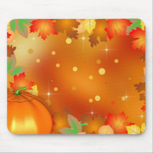 Happy Thanksgiving Colourful Autumn Leaves Mouse Mat