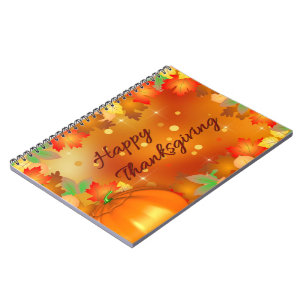 Happy Thanksgiving Colourful Autumn Leaves Notebook