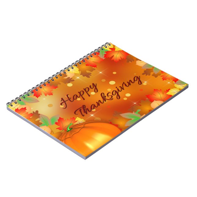 Happy Thanksgiving Colourful Autumn Leaves Notebook (Left Side)