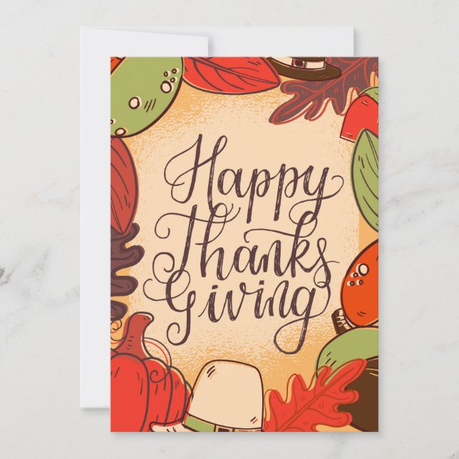 Happy Thanksgiving Colourful Foliage Holiday Card (Front)