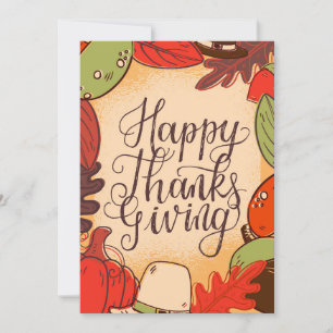 Happy Thanksgiving Colourful Foliage Holiday Card