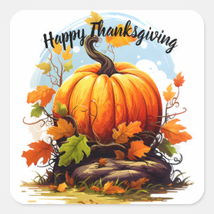 Happy Thanksgiving colourful pumpkin  Square Sticker