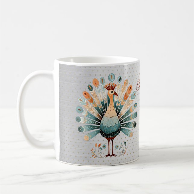 Happy Thanksgiving Colourful Turkey Golden Stars Coffee Mug