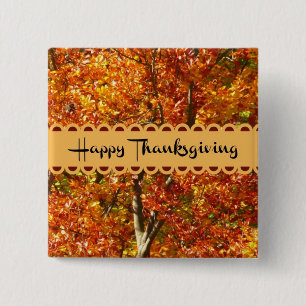 Happy Thanksgiving - Colours of Autumn 15 Cm Square Badge