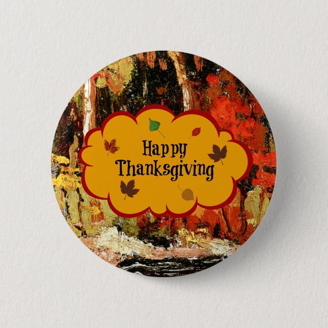 Happy Thanksgiving, Colours of Autumn 6 Cm Round Badge (Front)