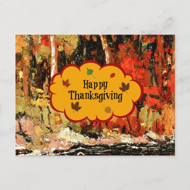 "Happy Thanksgiving," Colours of Autumn Holiday Postcard (Front)