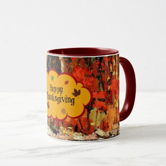 "Happy Thanksgiving," Colours of Autumn Mug (Front Right)