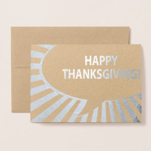 Happy Thanksgiving Comic Bubble Silver Foil Foil Card