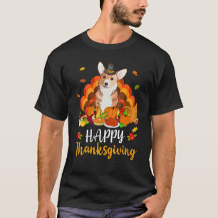 Happy Thanksgiving Corgi Dog Turkey Pet T-Shirt