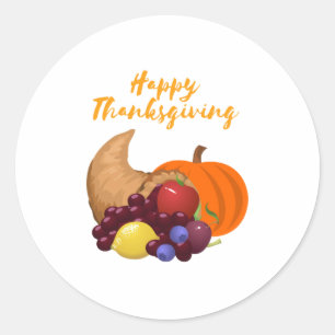 Happy Thanksgiving Cornucopia design Classic Round Sticker