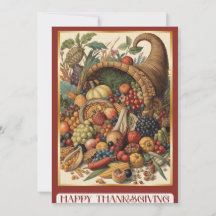 Happy Thanksgiving Cornucopia Greeting Card
