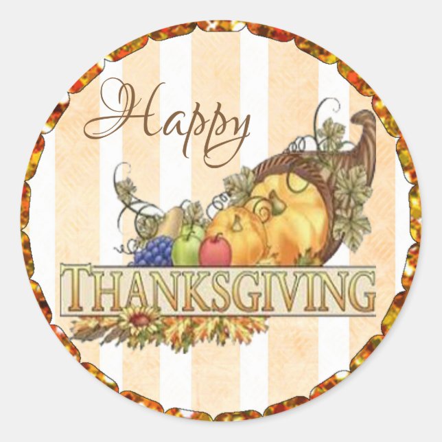 Happy Thanksgiving Cornucopia Stickers (Front)