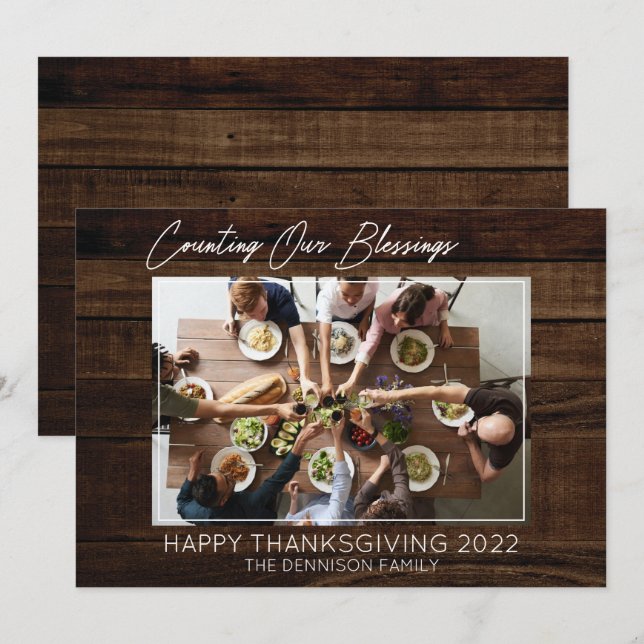 Happy Thanksgiving -Counting Our Blessings 1 Photo Holiday Card (Front/Back)