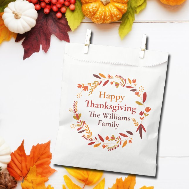 Happy Thanksgiving Custom Autumn Leaf Party Favour Bags (Creator Uploaded)