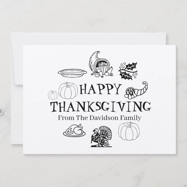 Happy Thanksgiving custom family name card (Front)