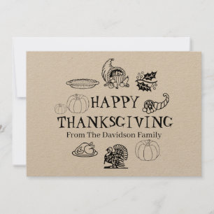 Happy Thanksgiving custom family name card