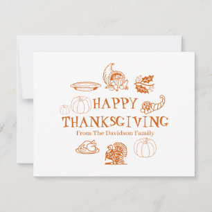 Happy Thanksgiving custom family name Holiday card