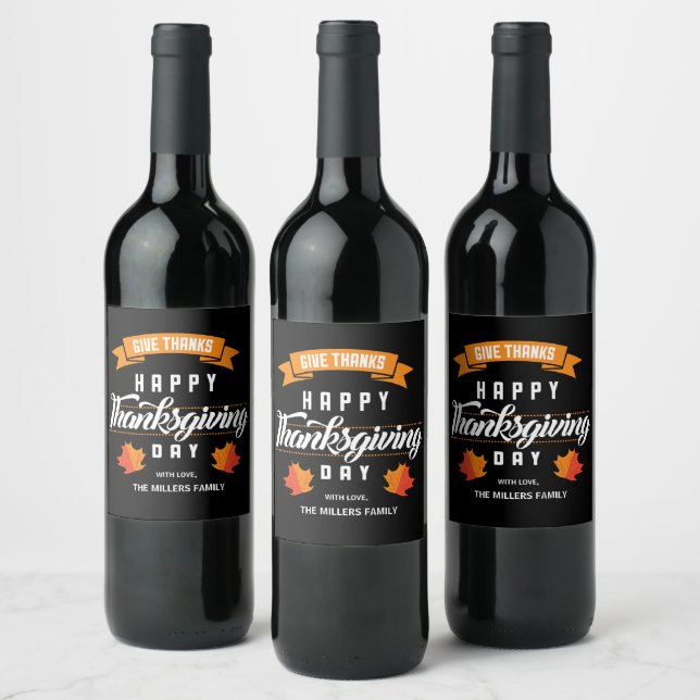 Happy Thanksgiving! Custom Family Wine Label (Bottles)