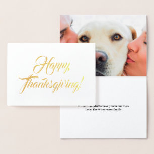 Happy Thanksgiving custom photo and script text  Foil Card