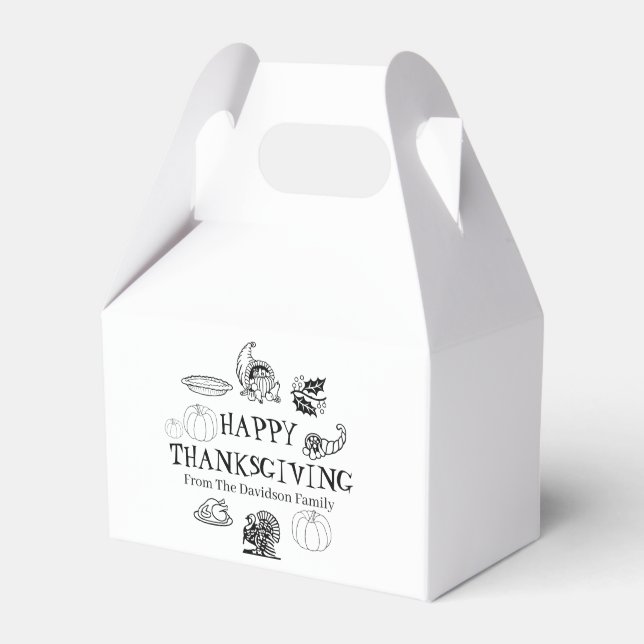 Happy Thanksgiving, customise family name cute Favour Box (Front Side)