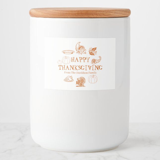 Happy Thanksgiving, customise family name favours Food Label (Front)