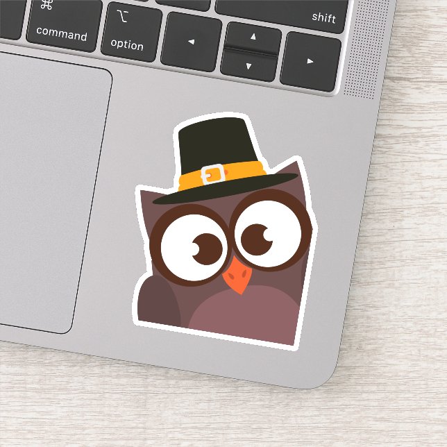 Happy Thanksgiving cute and fun owl vinyl sticker (Detail)