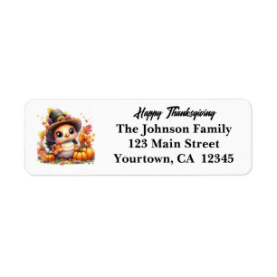 Happy Thanksgiving Cute Baby Turkey Return Address