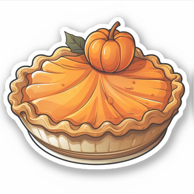 Happy Thanksgiving Cute Cartoon Orange Pumpkin Pie (Front)
