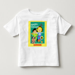 Happy Thanksgiving Cute Cartoon Scarecrows Toddler T-Shirt