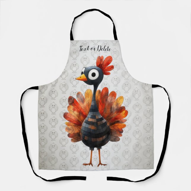 Happy Thanksgiving Cute Colourful Baby Turkey Apron (Front)