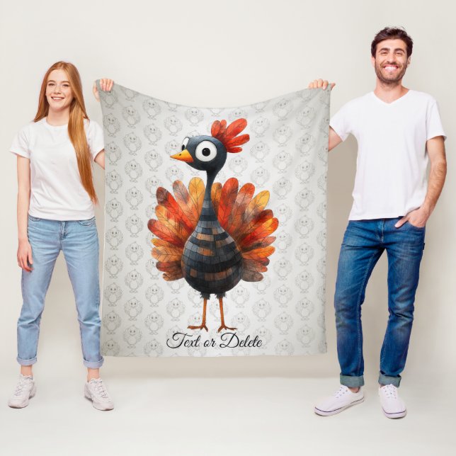 Happy Thanksgiving Cute Colourful Baby Turkey Fleece Blanket (In Situ)