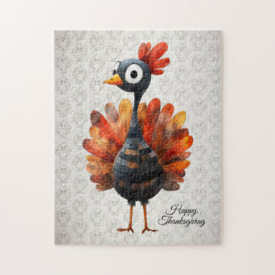 Happy Thanksgiving Cute Colourful Baby Turkey Jigsaw Puzzle