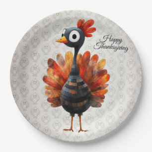 Happy Thanksgiving Cute Colourful Baby Turkey Paper Plate