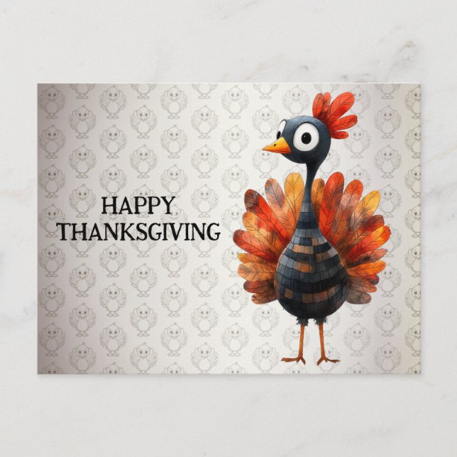 Happy Thanksgiving Cute Colourful Baby Turkey Postcard (Front)