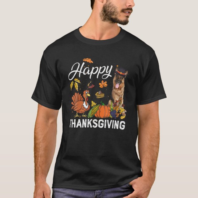 Happy Thanksgiving Cute German shepherd Turkey Pum T-Shirt (Front)