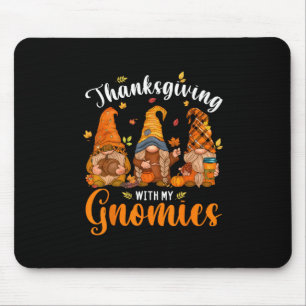 Happy Thanksgiving Cute Gnomes Pumpkin Autumn Leav Mouse Mat