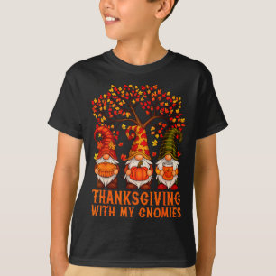 Happy Thanksgiving Cute Gnomes Pumpkin Autumn Leav T-Shirt