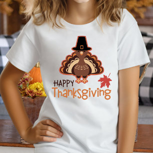 Happy Thanksgiving Cute Pilgrim Turkey T-Shirt