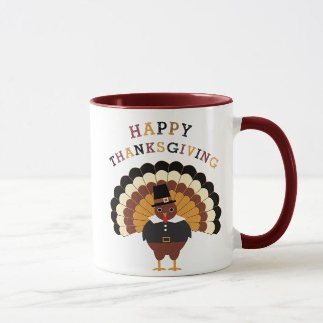 Happy Thanksgiving cute tom turkey coffee mug (Right)