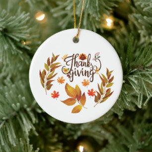 Happy Thanksgiving Cute Turkey Ceramic Tree Decoration