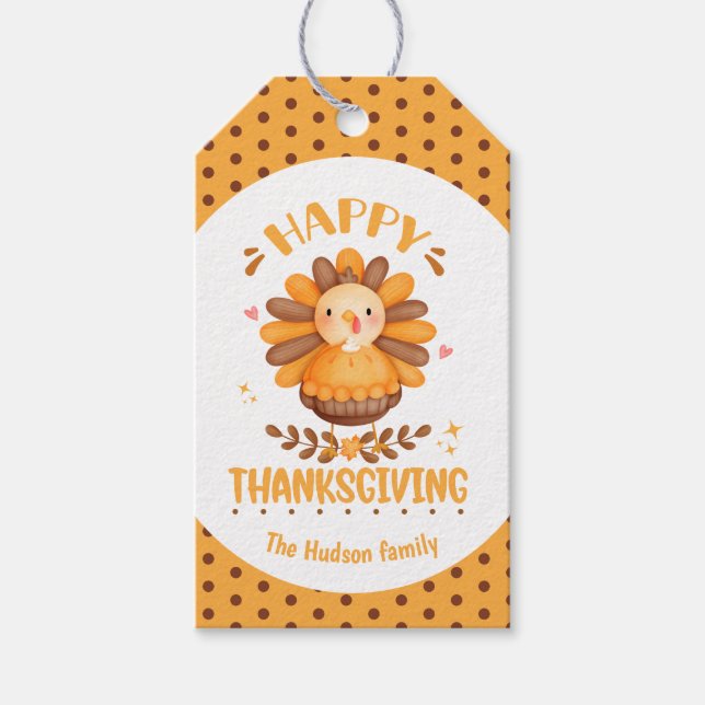 Happy Thanksgiving Cute Turkey Gift Tags (Front)