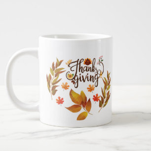 Happy Thanksgiving Cute Turkey Large Coffee Mug