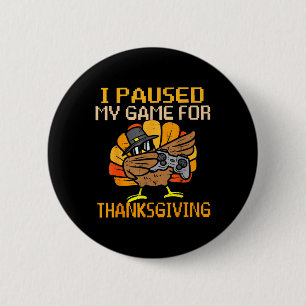 Happy Thanksgiving Dabbing Gamer Turkey Kids Boys 6 Cm Round Badge