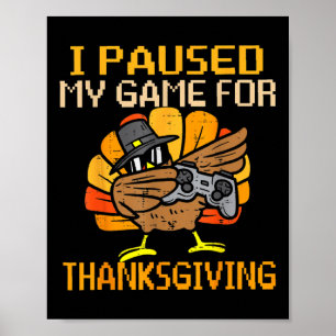 Happy Thanksgiving Dabbing Gamer Turkey Kids Boys Poster