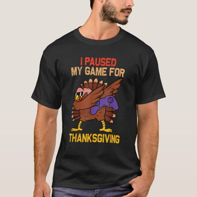 Happy Thanksgiving Dabbing Gamer Turkey Kids Boys  T-Shirt (Front)